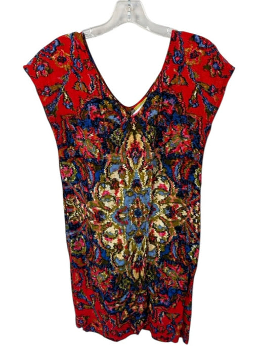Maeve Size Est S Multi Color Cotton Blend Cap Sleeve Abstract Dress Multi Color / Est S