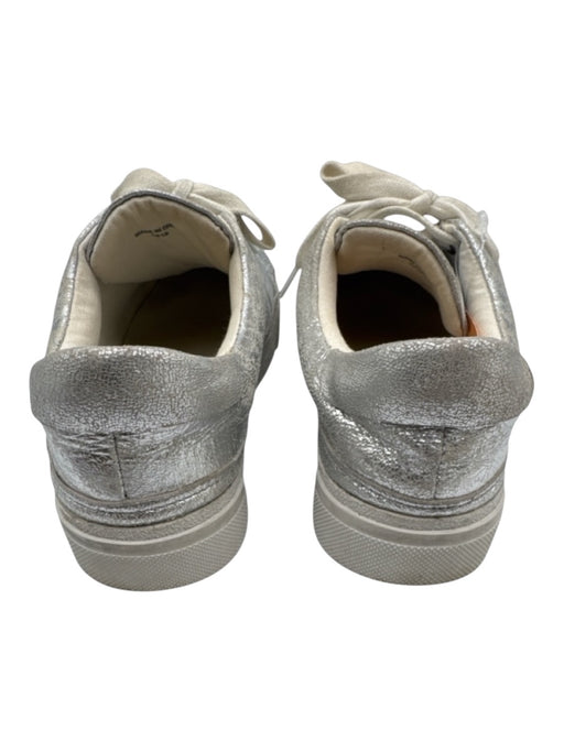 All Saints Shoe Size 36 Silver Leather Crinkle Lace Up Rubber Sole Sneakers Silver / 36