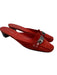 Prada Shoe Size 37 Red Orange Suede Gunmetal Hardware Kitten Heel Mules Red Orange / 37