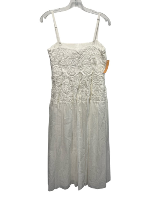 Simkhai Size 6 White Cotton Floral Application Spaghetti Strap Midi Dress White / 6
