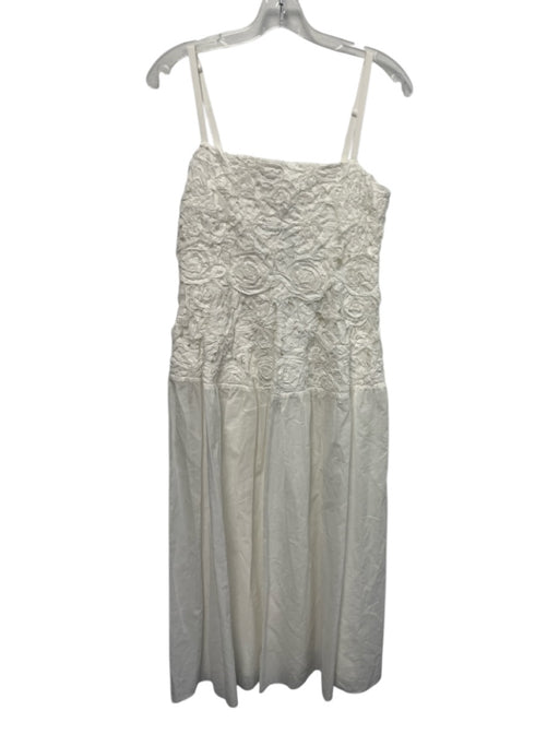 Simkhai Size 6 White Cotton Floral Application Spaghetti Strap Midi Dress White / 6