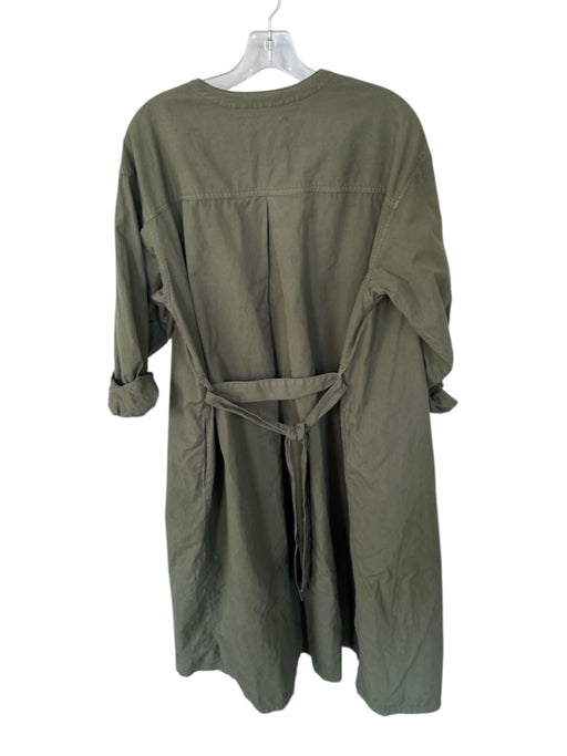 Velvet Size M Olive Green Cotton Long Sleeve Open Front Full length Trench Coat Olive Green / M