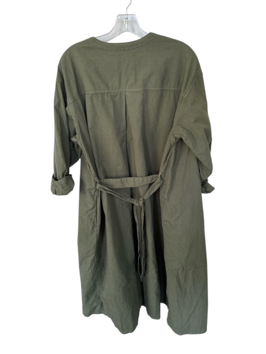Velvet Size M Olive Green Cotton Long Sleeve Open Front Full length Trench Coat Olive Green / M