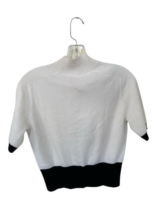 Lilysilk Size S Cream & Black Cashmere Mock Neck Color Block Sweater Cream & Black / S