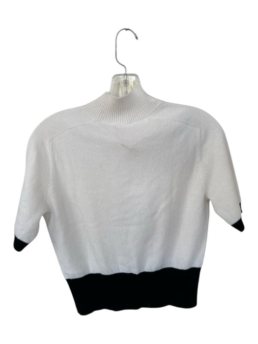 Lilysilk Size S Cream & Black Cashmere Mock Neck Color Block Sweater Cream & Black / S