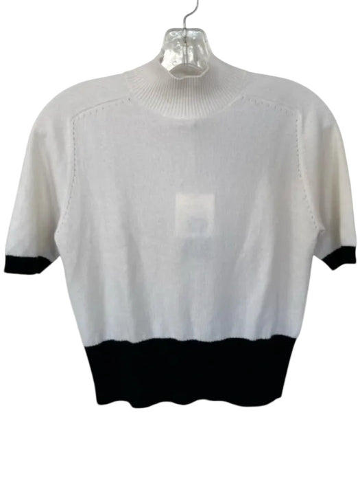 Lilysilk Size S Cream & Black Cashmere Mock Neck Color Block Sweater Cream & Black / S