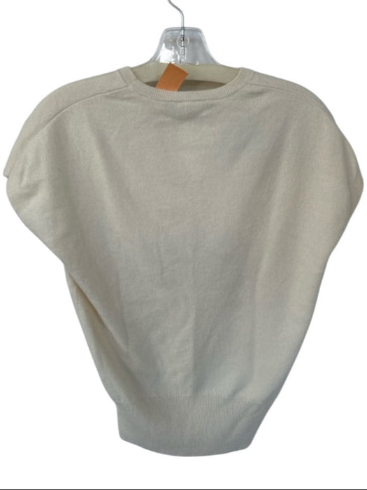 Theory Size S Cream Virgin Wool Cap Sleeve Crew Neck Sweater Cream / S