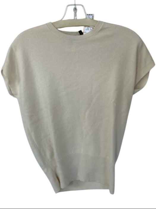 Theory Size S Cream Virgin Wool Cap Sleeve Crew Neck Sweater Cream / S