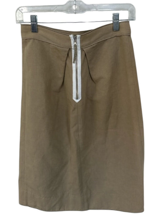 Dolce & Gabbana Size 40 Tan Cotton & Linen Front Pleat Back Zip Pencil Skirt Tan / 40