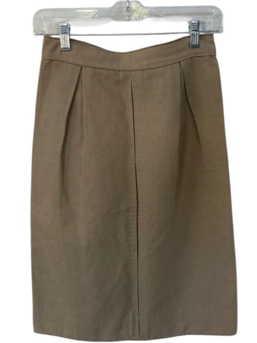 Dolce & Gabbana Size 40 Tan Cotton & Linen Front Pleat Back Zip Pencil Skirt Tan / 40