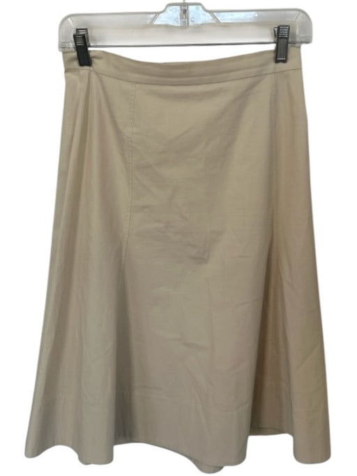 Theory Size 4 Khaki Cotton Blend Midi Skirt Khaki / 4