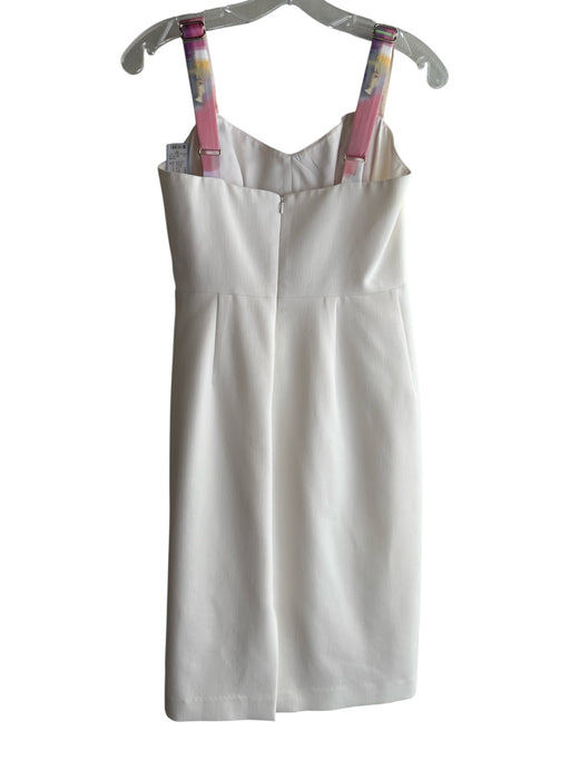 Black Halo Size 6 White & Multi Cotton Blend Sleeveless Back Zip Dress White & Multi / 6
