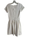 Ganni Size Medium Ivory Cotton Round Neck Back Zip Short Sleeve Textured Dress Ivory / Medium
