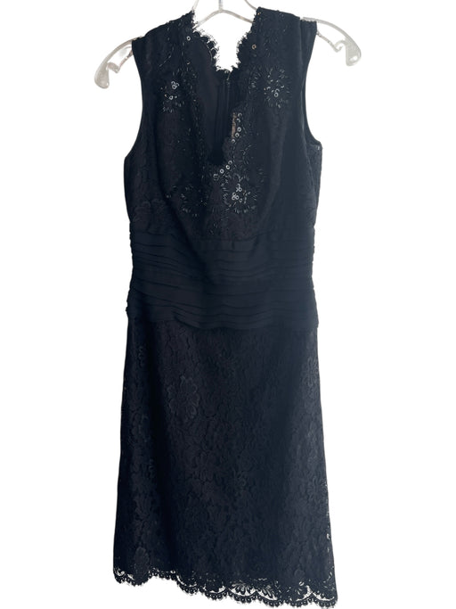 Tadashi Size 6 Black Polyester Lace Overlay Sleeveless Back Zip Sequins Dress Black / 6