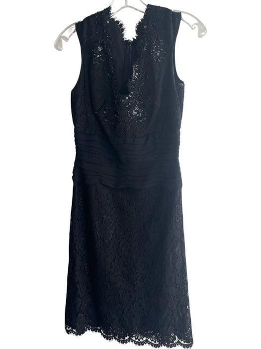 Tadashi Size 6 Black Polyester Lace Overlay Sleeveless Back Zip Sequins Dress Black / 6