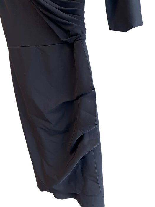 Chiara Boni Size 40 Black Poliamide Blend V Neck Faux Wrap 1/2 sleeve Dress Black / 40