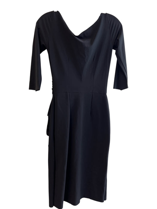 Chiara Boni Size 40 Black Poliamide Blend V Neck Faux Wrap 1/2 sleeve Dress Black / 40