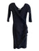Chiara Boni Size 40 Black Poliamide Blend V Neck Faux Wrap 1/2 sleeve Dress Black / 40