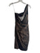 Nicole Miller Size 4 Chocolate Polyester One Shoulder Side Zip Tiered Dress Chocolate / 4