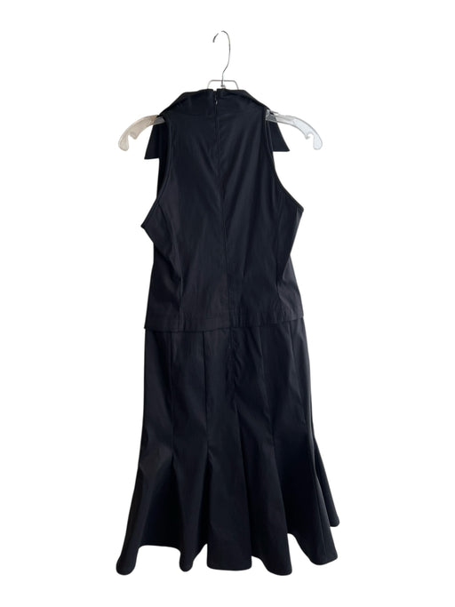 Tadashi Size 40 Black Polyester Back Zip V Neck Collared Ruched Dress Black / 40