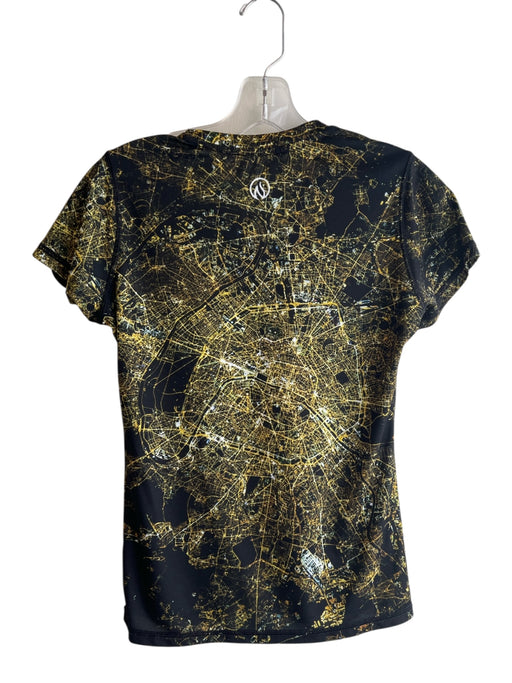 Ink & Burn Size Small Black & Yellow Polyester V Neck Galactic Short Sleeve Top Black & Yellow / Small