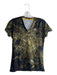 Ink & Burn Size Small Black & Yellow Polyester V Neck Galactic Short Sleeve Top Black & Yellow / Small