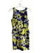 Milly Size 4 Yellow & Blue Cotton Blend Abstract Leaf Print Round Neck Dress Yellow & Blue / 4