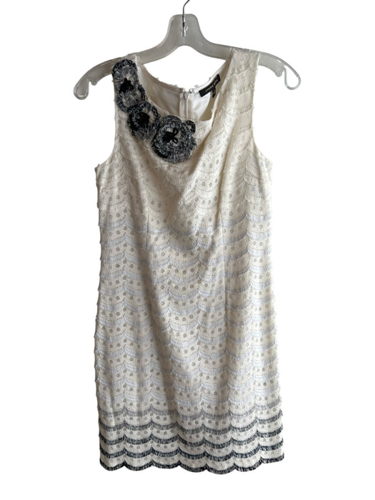 Cynthia Steffe Size 4 White Cotton Blend Sleeveless Round Neck Back Zip Dress White / 4