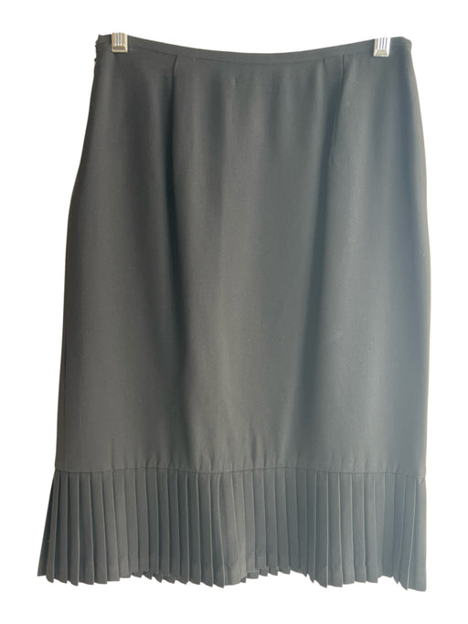 Lafayette 148 Size Est XS Black No Fabric Tag Side Zip Pleated Hem Pencil Skirt Black / Est XS