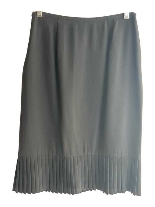 Lafayette 148 Size Est XS Black No Fabric Tag Side Zip Pleated Hem Pencil Skirt Black / Est XS