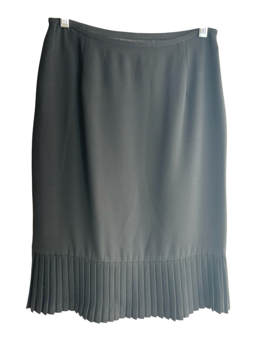 Lafayette 148 Size Est XS Black No Fabric Tag Side Zip Pleated Hem Pencil Skirt Black / Est XS