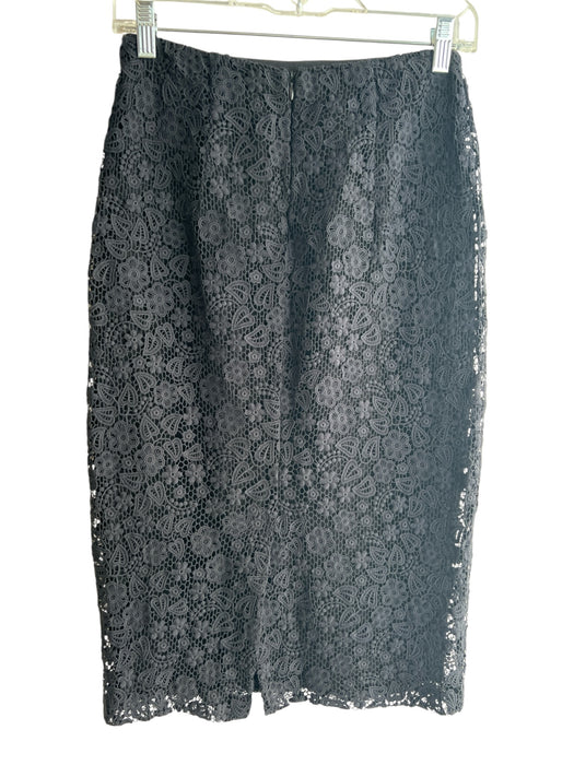 Red Valentino Size 38 Black Cotton Back Zip Pencil Lace Overlay Skirt Black / 38