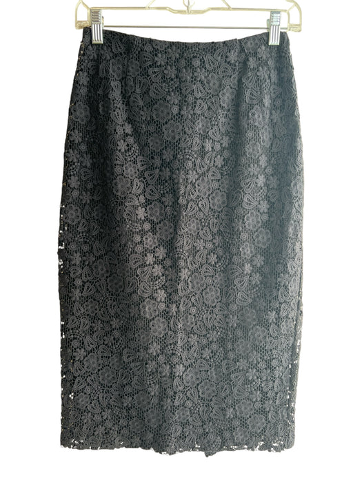 Red Valentino Size 38 Black Cotton Back Zip Pencil Lace Overlay Skirt Black / 38