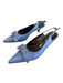 Ferragamo Shoe Size 6.5 Blue Leather Pointed Toe Slingback silver hardware Shoes Blue / 6.5