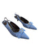 Ferragamo Shoe Size 6.5 Blue Leather Pointed Toe Slingback silver hardware Shoes Blue / 6.5