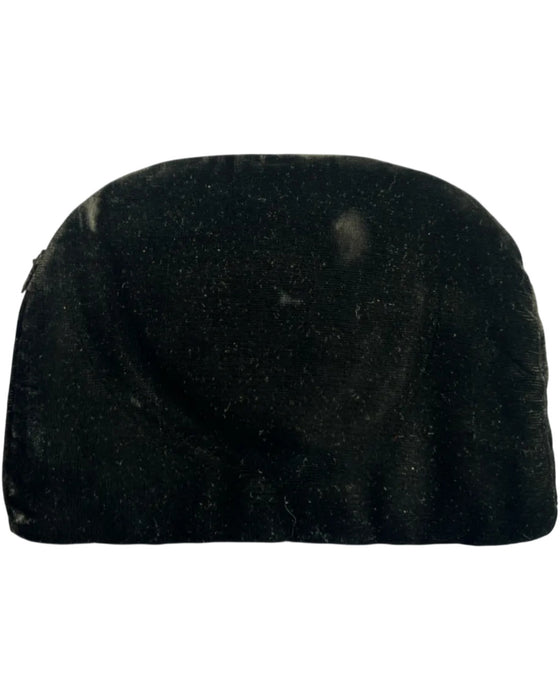 Sudha Black Velvet Beaded Zip Close Embroidered Pouch Bag Black / S