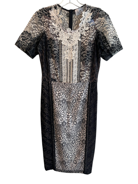 Beguile Byron Lars Size 4 Black & Ivory Polyester Blend Scoop Neck Dress Black & Ivory / 4
