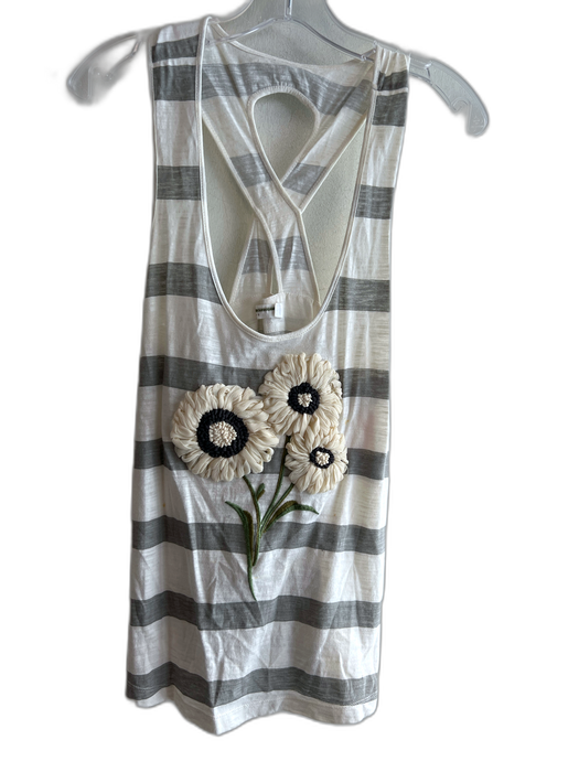 Pilcro and the Letterpress Size Small White & Gray Cotton Striped Sleeveless Top White & Gray / Small