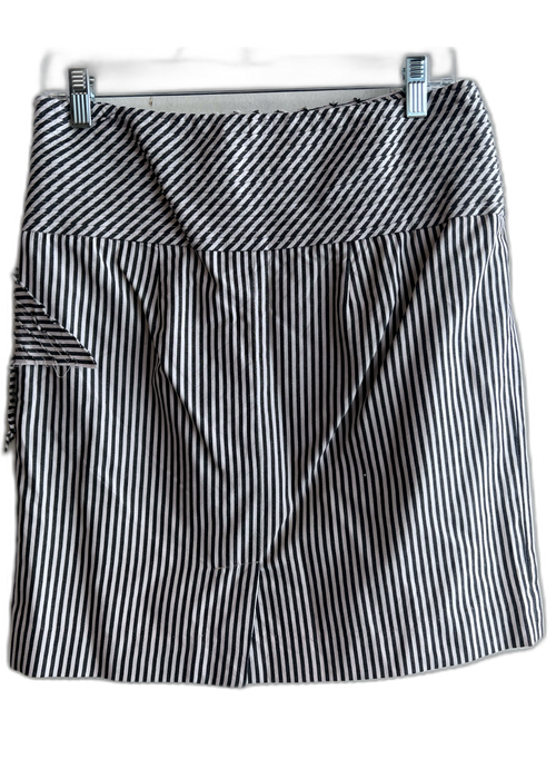 Anthropologie Size 4 Black & White Cotton Striped Side Zip Above knee Skirt Black & White / 4