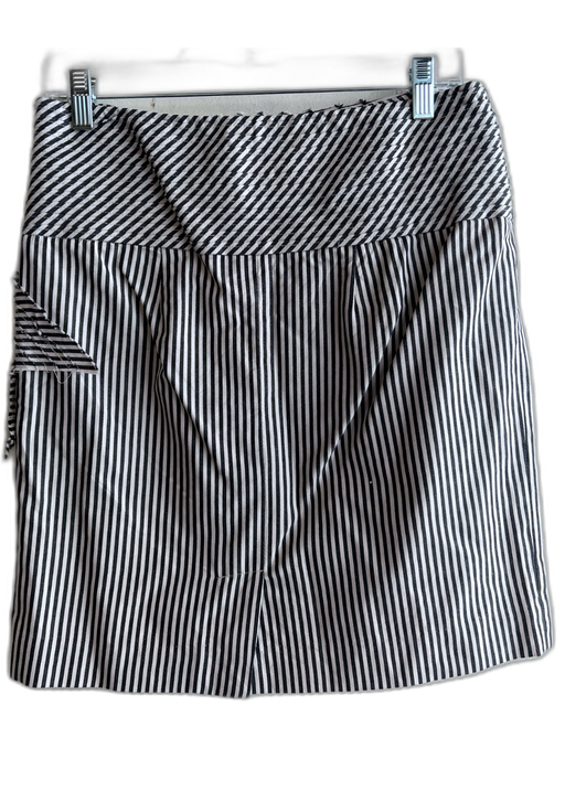 Anthropologie Size 4 Black & White Cotton Striped Side Zip Above knee Skirt Black & White / 4