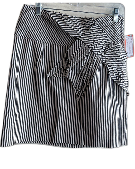 Anthropologie Size 4 Black & White Cotton Striped Side Zip Above knee Skirt Black & White / 4