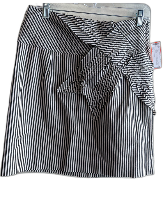 Anthropologie Size 4 Black & White Cotton Striped Side Zip Above knee Skirt Black & White / 4