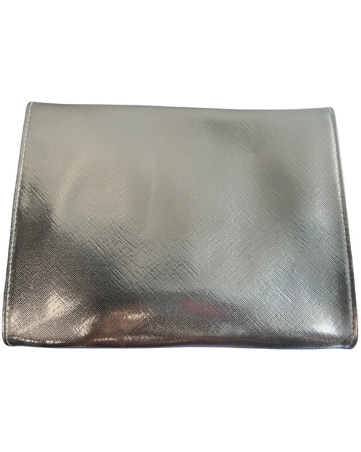 La Prairie Silver Polyurethane Magnetic Snap Envelope Clutch Bag Silver