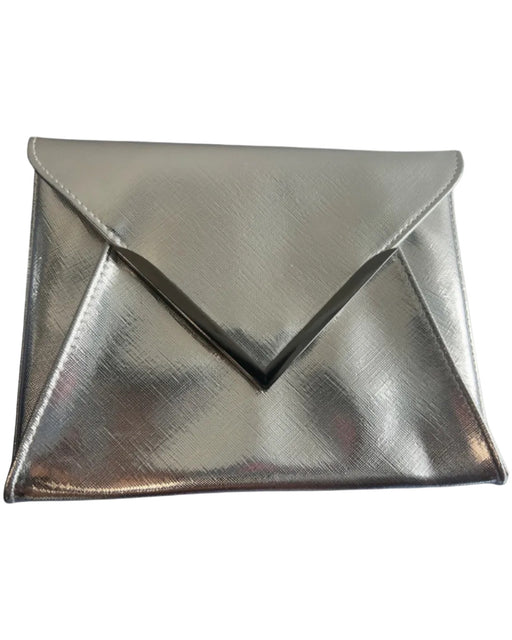 La Prairie Silver Polyurethane Magnetic Snap Envelope Clutch Bag Silver