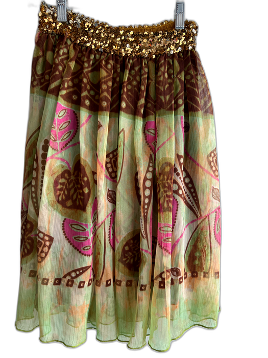 Nally & Millie Size Small Brown, Green & Pink Polyester Overlay Sequins Skirt Brown, Green & Pink / Small