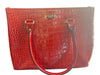 Kate Spade Red Leather Alligator Embossed Top Handles Inside Zip Pocket Bag Red