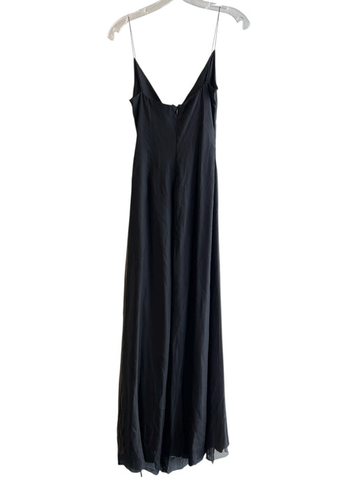 Elie Tahari Size 4 Black Silk Spaghetti Strap Back Zip Sheer Overlay Gown Black / 4
