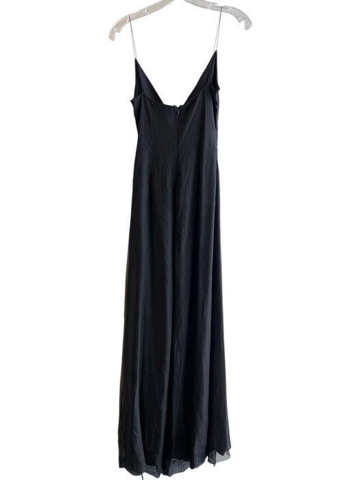 Elie Tahari Size 4 Black Silk Spaghetti Strap Back Zip Sheer Overlay Gown Black / 4