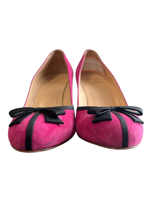 Christian Louboutin Shoe Size 6.5 Hot pink Velour Bow detail High Heel Shoes Hot pink / 6.5