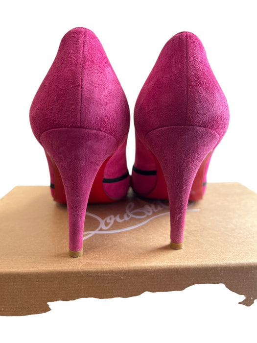 Christian Louboutin Shoe Size 6.5 Hot pink Velour Bow detail High Heel Shoes Hot pink / 6.5